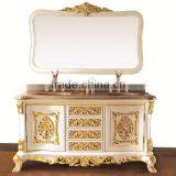 Retro Vintage European Rococo Designed Golden Solid Wood Carving Bathroom Cabinet With Framed Mirror BF12-05314f thumbnail-5