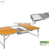 Folding Table Portable Foldable Table Desk Camping Outdoor Picnic Aluminium Alloy With Sunshade Holders and Carry thumbnail-5