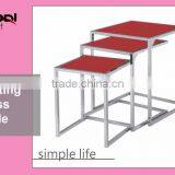 High Quality Durable Tempered Glass Coffee Nesting Metal Side Table thumbnail-2