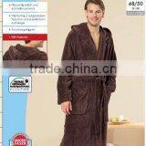 MENS' LONG BATHROBE BROWN COLOR BATHROBE HOODED BATHROBE (EV33695)