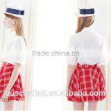 Best Selling Girls Campus High Waist Red or Blue Plaid Skirt Customized thumbnail-4
