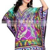 Designer Print Canvas Crepe Digital Printed Kaftan / Poncho/pakistani Kaftan Dresses thumbnail-4