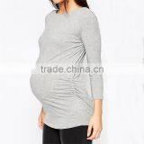 Wholesale Pregnancy Clothes Blank 3/4 Sleeve Grey Boatneck Pregnancy Maternity Clothes thumbnail-3