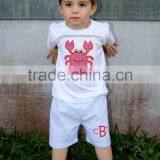 Latest Boutique Kid Clothes Boys Summer 100% Cotton Round Neck Embroidered Tops & Pants 2pices Boys Clothes Suits thumbnail-1