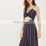 Cool Wide Leg Styling Gallus Womens Long Jumpsuit With Cute Knot thumbnail-3