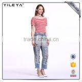 OEM&ODM Service Women Stripe T-shirts,boat Neck Tops thumbnail-5