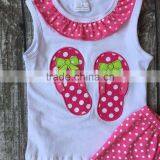 Baby Girls Ruffles Shorts Clothing Suit Summer Slipper Cotton Outfits Kids Set Hot Pink Polka Dot With Matching Accessories thumbnail-3