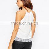 2016 Guangzhou Shandao Supplier New Arrivals Beautiful Summer Fashion Women Sexy Spaghetti Strap White Slim Lace Tops thumbnail-3