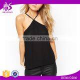 2016 Guangzhou Shandao Factory Sexy Daily Wear Casual Summer Spaghetti Strap Slim Fit Black Cotton Tops Ladies Size XXL thumbnail-1