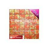 Red Crystal Foil Glass Mix Stainless Steel Mosaic Interior Wall Tiles for Hotel,kitchen, Counter thumbnail-1