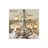Silver 9 Light Wrought Iron Modern Metal Chandelier Light with E27 Incandescent / LED Blub