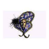 Black And Purple Decorative Masquerade Venice Masks With Feather