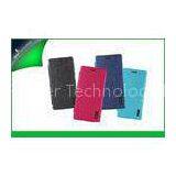 Pink Wallet Type Leather Mobile Phone Protective Huawei Y200 Cases With Card Slot