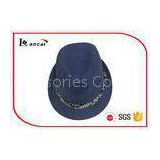 Navy Canvasladies Summer Trilby Hats , Custom Logo Trilby Style Hat