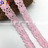 OLCT072 1.4cm Fashion Fine Pink Cotton Tulle African Lace Crochet for Ladies Dress thumbnail-1