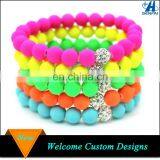 2017 Trending Products Custom Candy Color 8mm Elastic Silicone Beads Bracelets