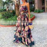 LAITE D2147 Elegant Floral Printed Dresses Women Halter Sleeveless Casual Dresses thumbnail-1