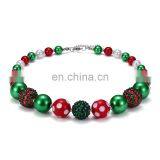 Christmas Girl Colorful Necklace Green Red Chunky Bubblegum Beads Necklace New Year Gift thumbnail-2