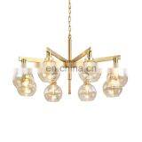 Modern Glass Globe Gold Plated Metal Chandelier Pendant Light thumbnail-1