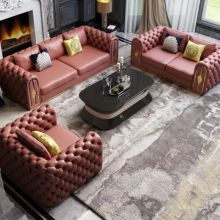Postmodern light luxury American Microfiber leather sofa luxury living room simple large family villa model room furniture combination