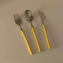 Yellow handle western dessert knife，fork，spoon