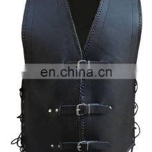 Genuine Leather Biker Motorcycle Vest, Motorbike Vest Made With 3 mm Thick Leather, Leather Motorbike Waistcoat thumbnail-4