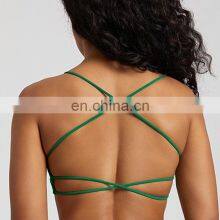 Summer New Thin Straps Sexy Padded Cross Back Open Back Sports Gym Fitness Wear Workout Soft Nude Feeling Women Yoga Bra Top thumbnail-1