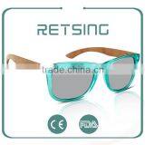 Combination Sunglasses 2016 Transparent Green Plastic Frames Mirror Lens Bamboo Legs Sunglasses thumbnail-2