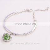 Fashion Ocean Blue Sliver Plated Crystal Rhinestone Heart Charm Bracelet Bangle thumbnail-2
