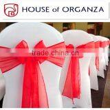 Red Organza Chair Sash for Banquet Decoration thumbnail-1