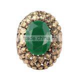 Factory Hollow Zinc Alloy Resin Big Gemstone Simple Gold Finger Ring thumbnail-4