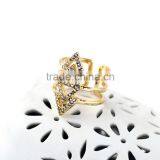 Cheap Wholesale Fashion Crystal Hollow Rhombus Gold Alloy Ring Multi Layered Gold Ring thumbnail-4