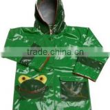 PVC green raincoat raingear for kids