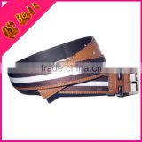 High-end Striped Canvas Man Jeans Trendy Leather Belt