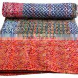 RTHKG-1 Beautiful Traditional Handmade Cotton Fabric Patchwork Kantha Gudri Throw Bedspread Indian Textile Wholesaler Jaipur thumbnail-4