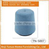 Blue Patchwork Ottoman Stool, Linen Fabric Ottoman ,small Ottoman With a Button