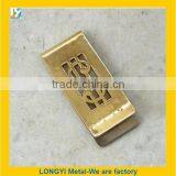 simple metal money clip with gold plated hollow out