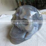 Wholesale Agate Gemstone Skull Craving Hand Carved Crystal Stone Decorative Skull thumbnail-2