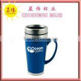 Double wall ceramic travel mug with stainless steel inner