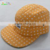 Fully screen printed custom made 5 panel camp cap woven label logo strapback cap