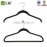 wholesale black thin plastic velvet flocked hanger