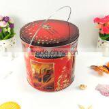 Food Grade Big Round Custom Handle Popcorn Tin Box OEM thumbnail-1