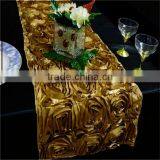 Unique Quilted Rosette Fabric Wedding Hessian Table Runners thumbnail-2