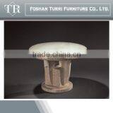 Large Hand Craved Natural Travertine Round Tea Table thumbnail-2