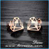 Fashion Jewelry Diamond Shaped Stud Earrings Men Rose Gold IP Stainless Steel Earring thumbnail-2
