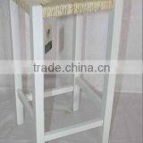 Wood Square White Rush Seat Bar Stools thumbnail-1