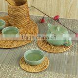 Round Rattan Coasters With Holder (Set of 6) / Rattan Platemat thumbnail-3