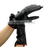 Women's Genuine Sheepskin Leather Winter Warm Simple Fashion Style Lined Gloves With Mink Fur Ball thumbnail-2
