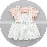 Wholesale Price Baby Clothes 0-24 Month Lace Flower Frocks and T-shirt 2 Piece thumbnail-1