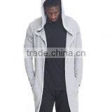 Open Front Long Sleeve Men's Elongated Hoody Coat Attached Hood Made in China Factory thumbnail-3